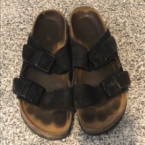 Birkenstock’s - Black suede soft footbed
